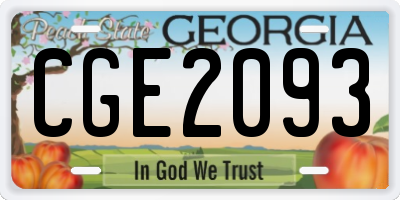 GA license plate CGE2093