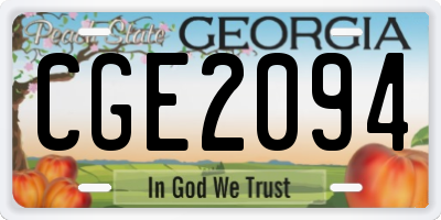 GA license plate CGE2094
