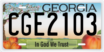 GA license plate CGE2103