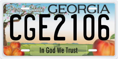 GA license plate CGE2106