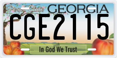 GA license plate CGE2115