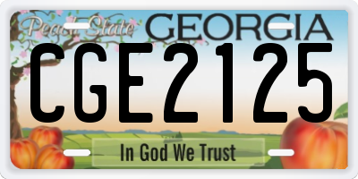 GA license plate CGE2125