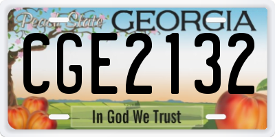 GA license plate CGE2132