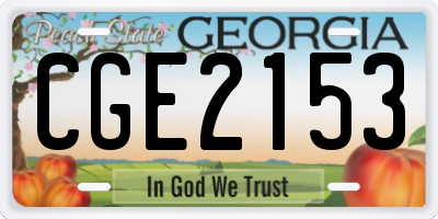 GA license plate CGE2153
