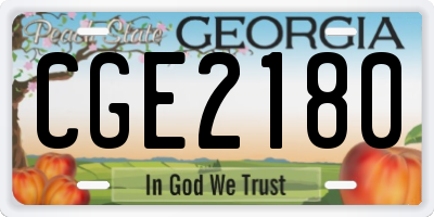 GA license plate CGE2180