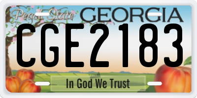 GA license plate CGE2183