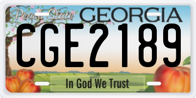 GA license plate CGE2189