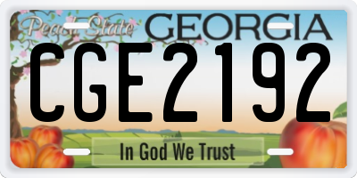 GA license plate CGE2192