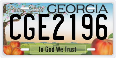 GA license plate CGE2196