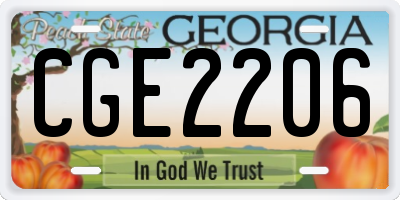GA license plate CGE2206