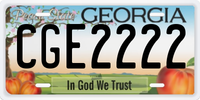 GA license plate CGE2222