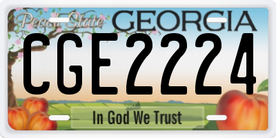 GA license plate CGE2224