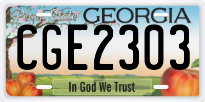 GA license plate CGE2303