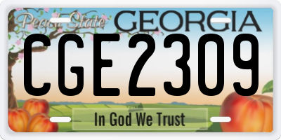 GA license plate CGE2309