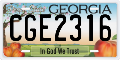 GA license plate CGE2316