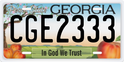 GA license plate CGE2333