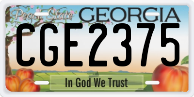 GA license plate CGE2375