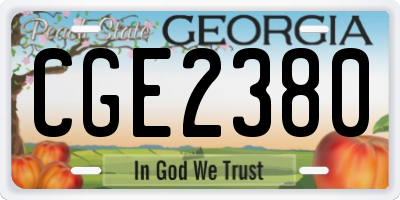 GA license plate CGE2380