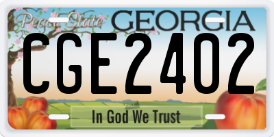 GA license plate CGE2402