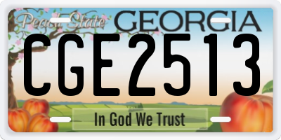 GA license plate CGE2513