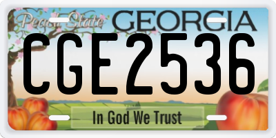 GA license plate CGE2536