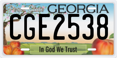 GA license plate CGE2538
