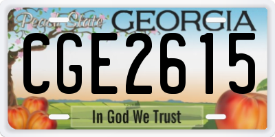 GA license plate CGE2615