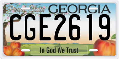GA license plate CGE2619