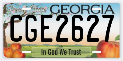 GA license plate CGE2627