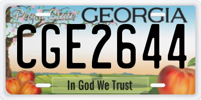 GA license plate CGE2644