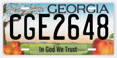 GA license plate CGE2648