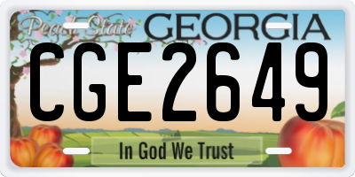 GA license plate CGE2649