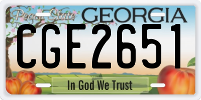 GA license plate CGE2651