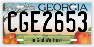 GA license plate CGE2653