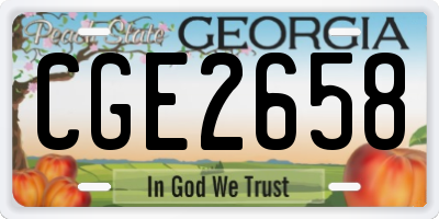 GA license plate CGE2658