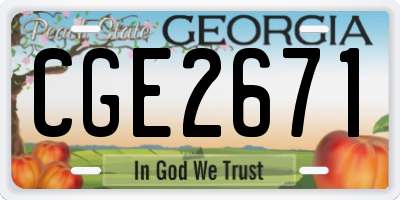 GA license plate CGE2671