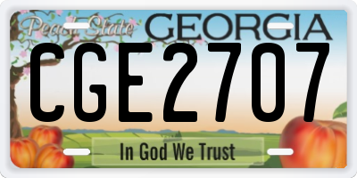 GA license plate CGE2707