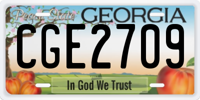 GA license plate CGE2709