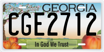 GA license plate CGE2712