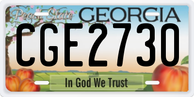 GA license plate CGE2730