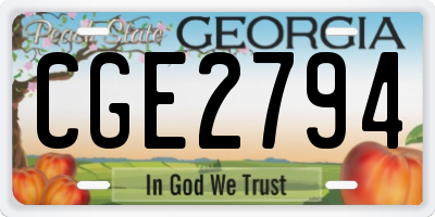 GA license plate CGE2794