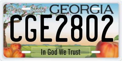 GA license plate CGE2802