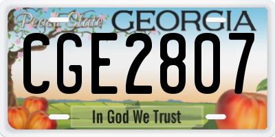 GA license plate CGE2807