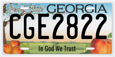 GA license plate CGE2822