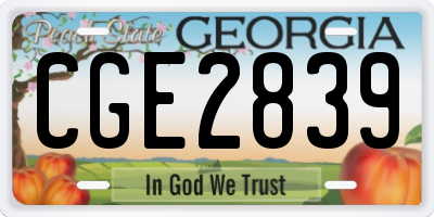 GA license plate CGE2839