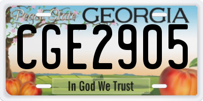 GA license plate CGE2905