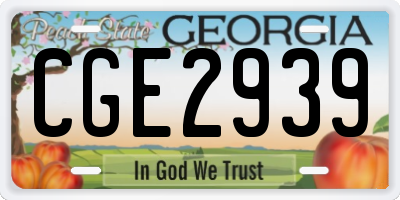 GA license plate CGE2939