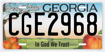 GA license plate CGE2968