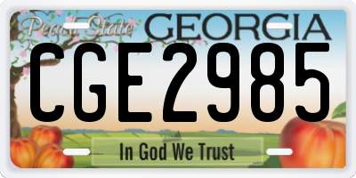 GA license plate CGE2985