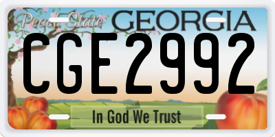 GA license plate CGE2992
